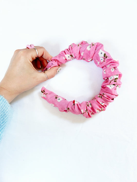 Ruffle Headband in pink floral