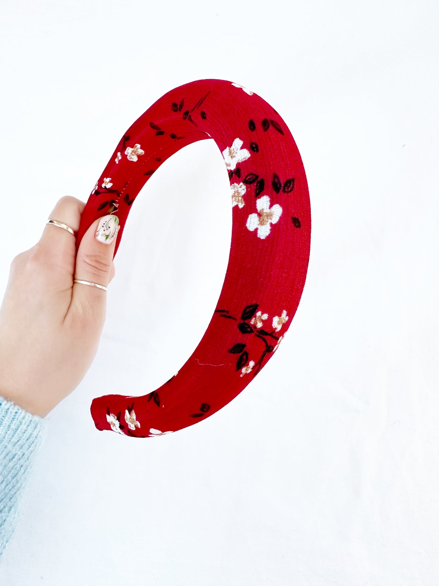 Padded Headband in red floral