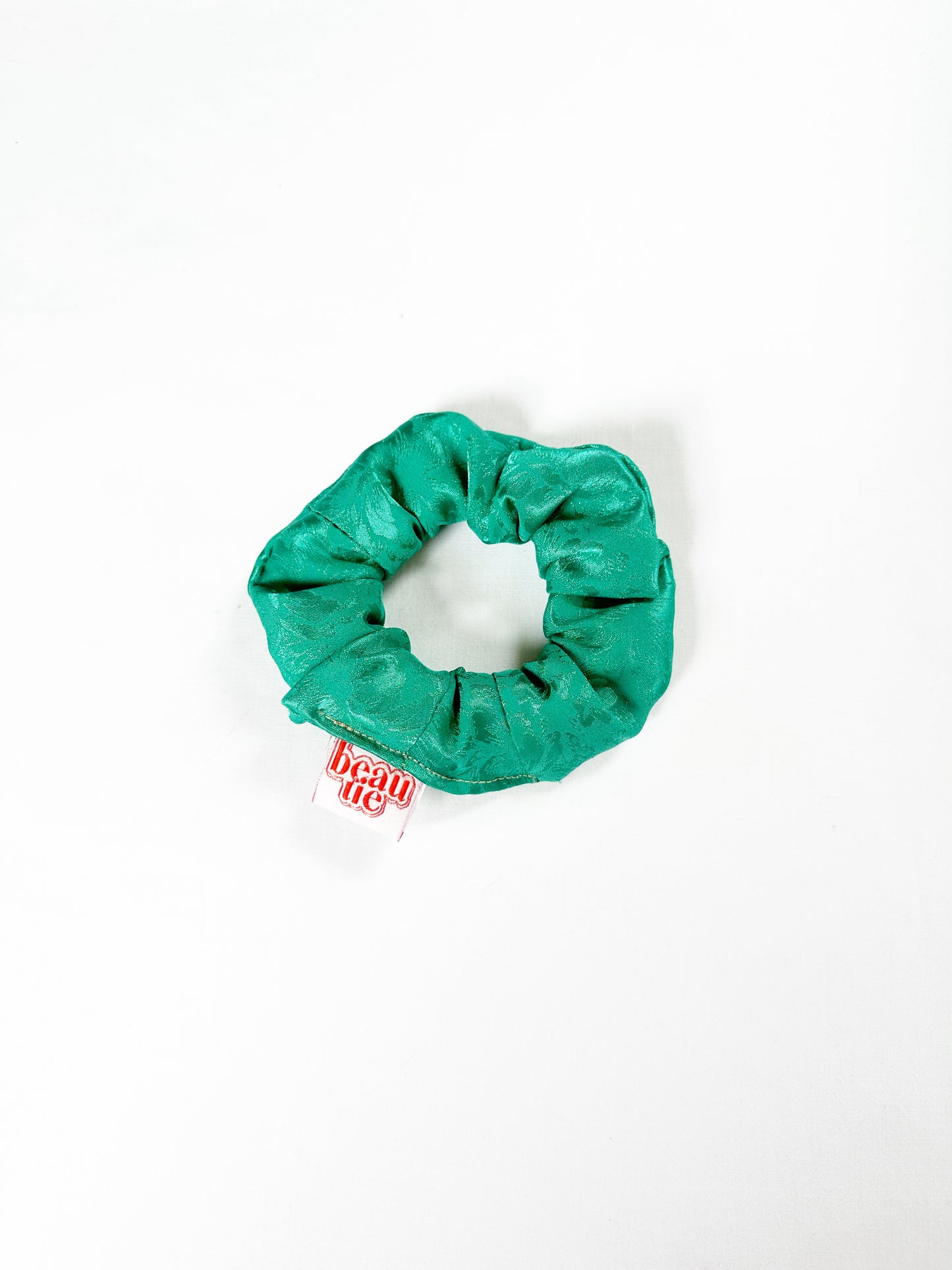 Mini scrunchie in turquoise floral silky