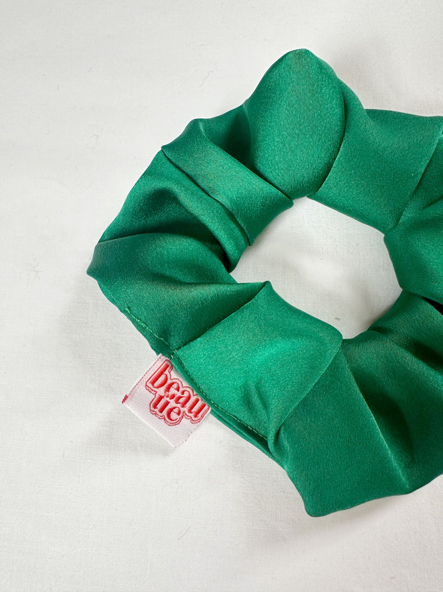OG scrunchie in emerald green silk