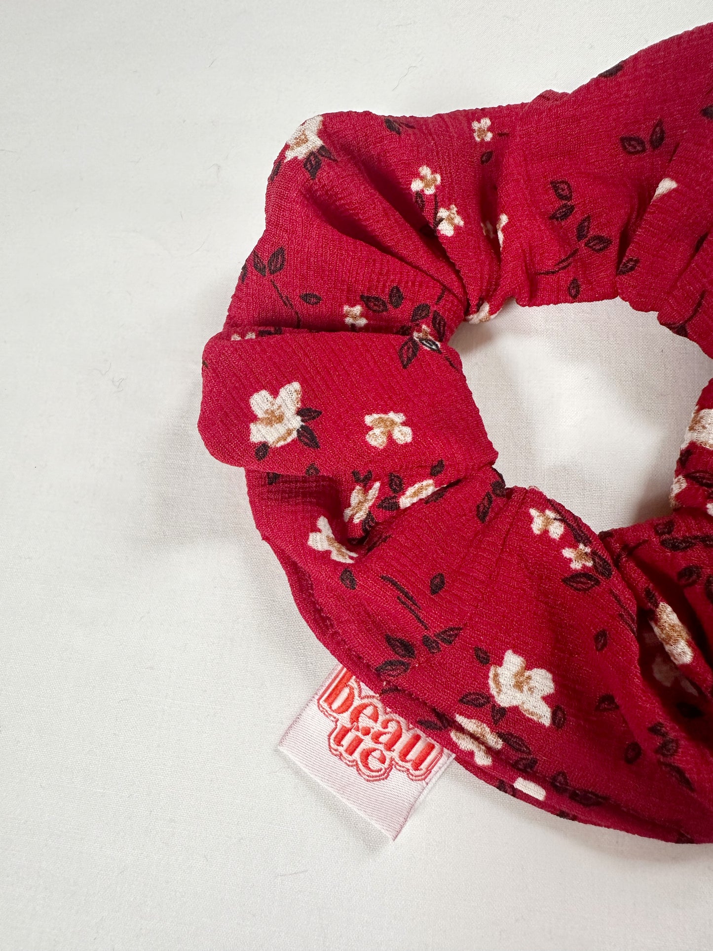 OG scrunchie in red floral