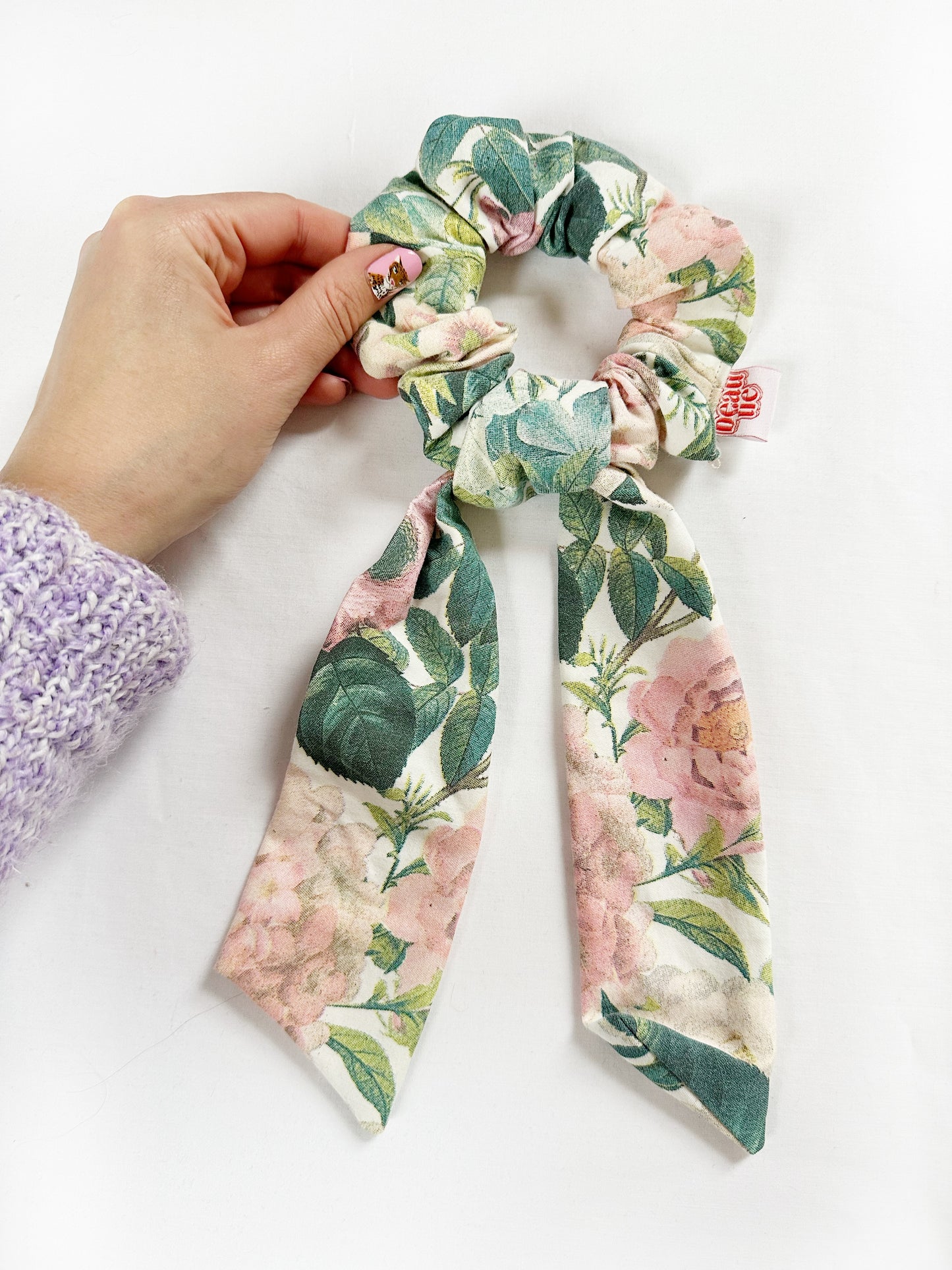 Dolly scarf scrunchie in Beatrice floral, in mini or regular.