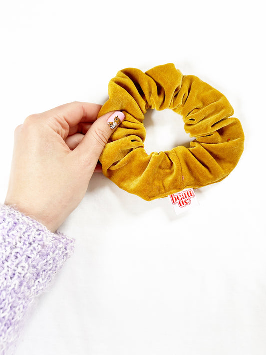 OG scrunchie in mustard yellow velvet