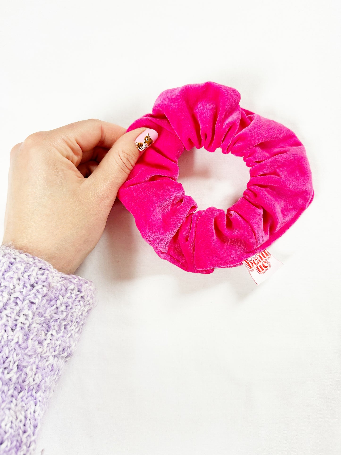 OG scrunchie in hot pink velvet