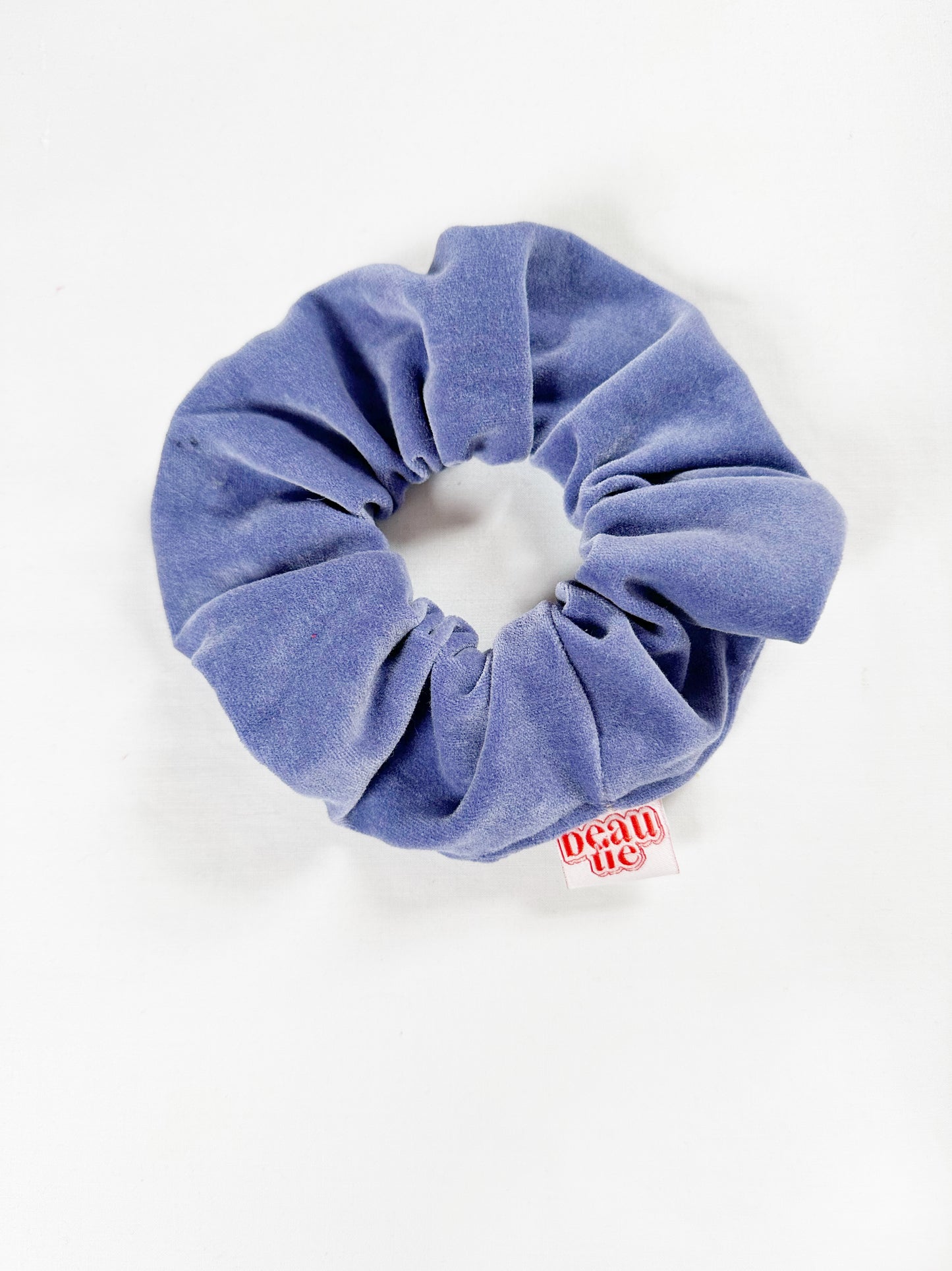 OG scrunchie in periwinkle purple velvet