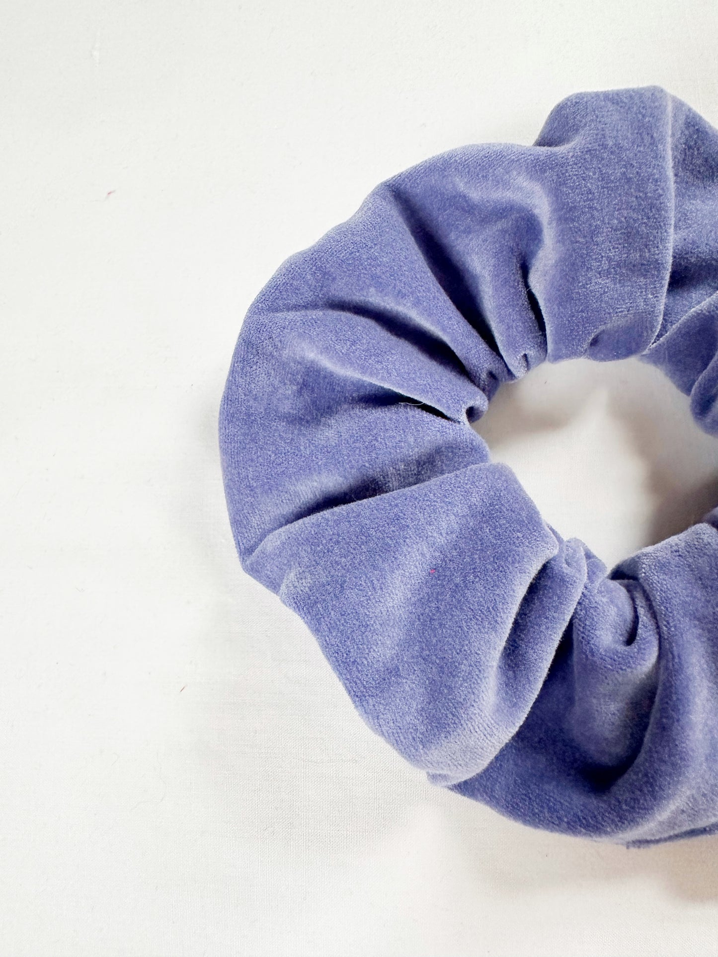 OG scrunchie in periwinkle purple velvet