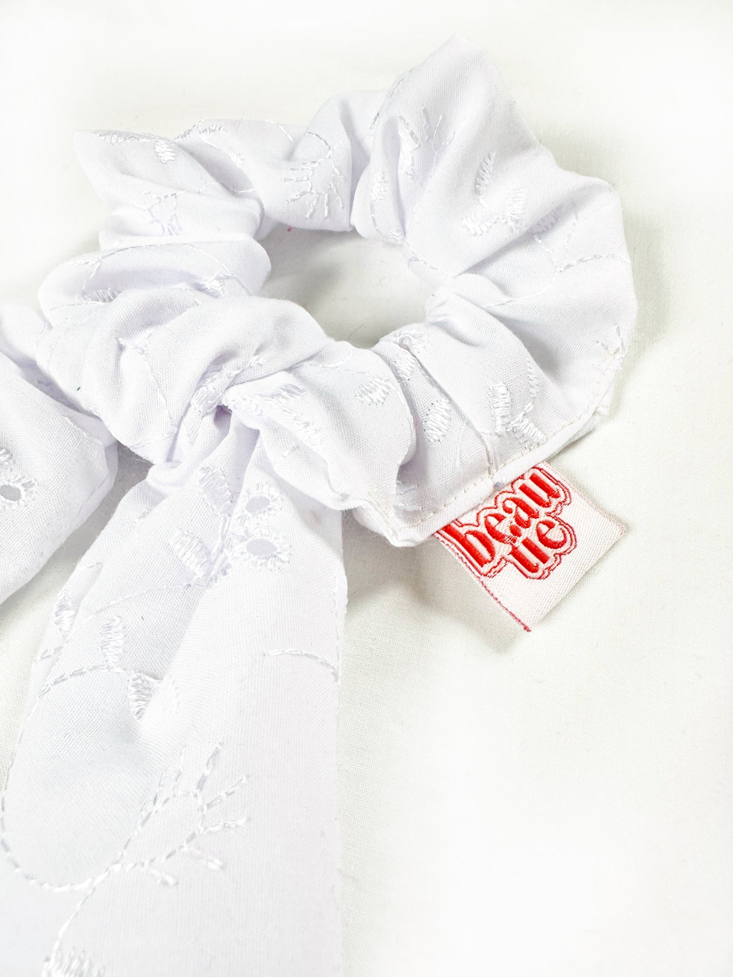 Dolly MINI scarf scrunchie in white broderie