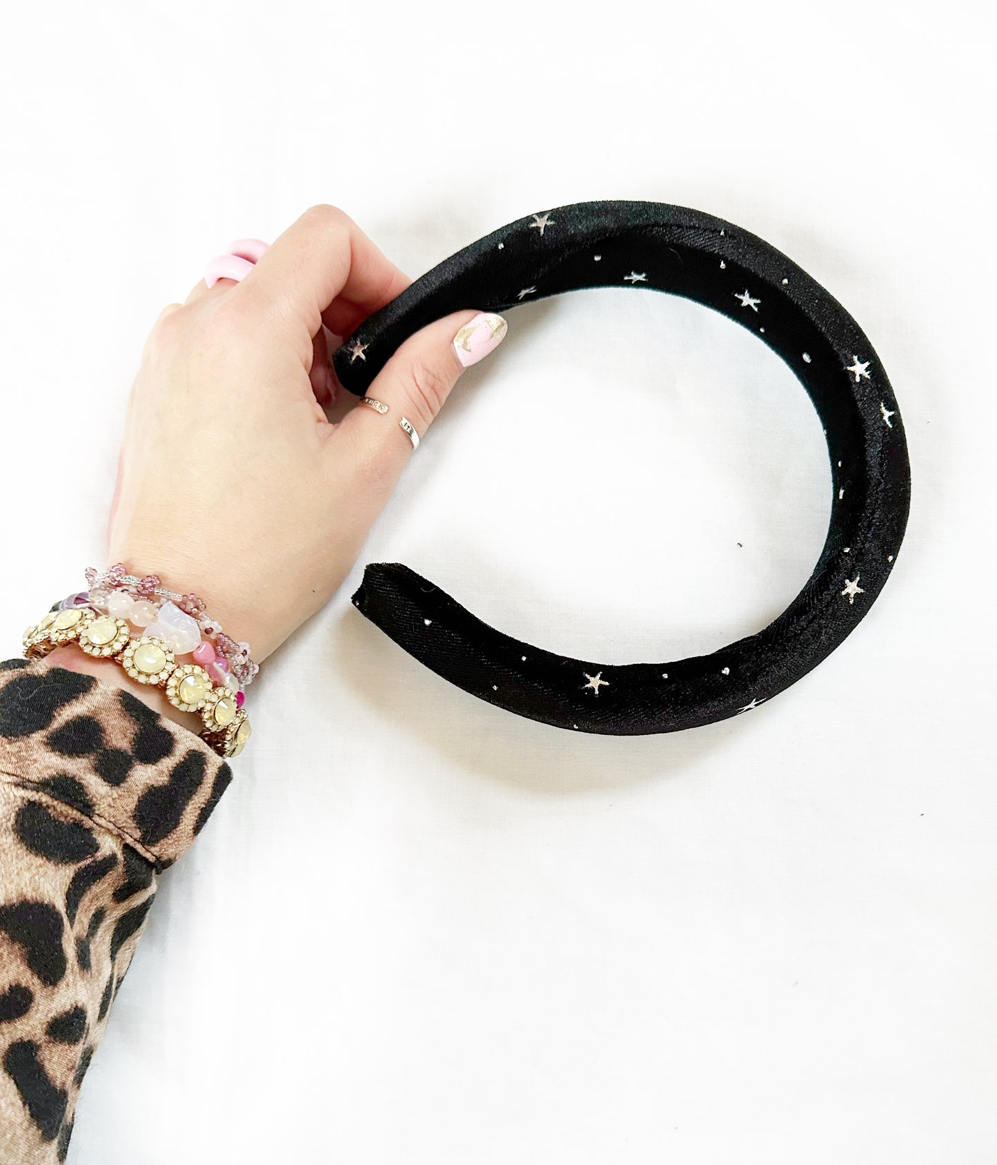 Classic Headband in black star velvet