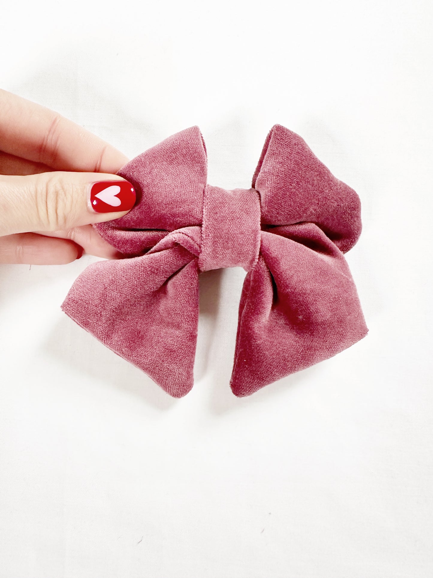 MINI Hair Bow in antique rose velvet