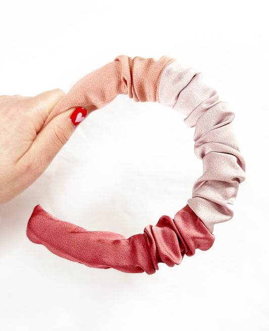 Ruffle Headband in block colour silk