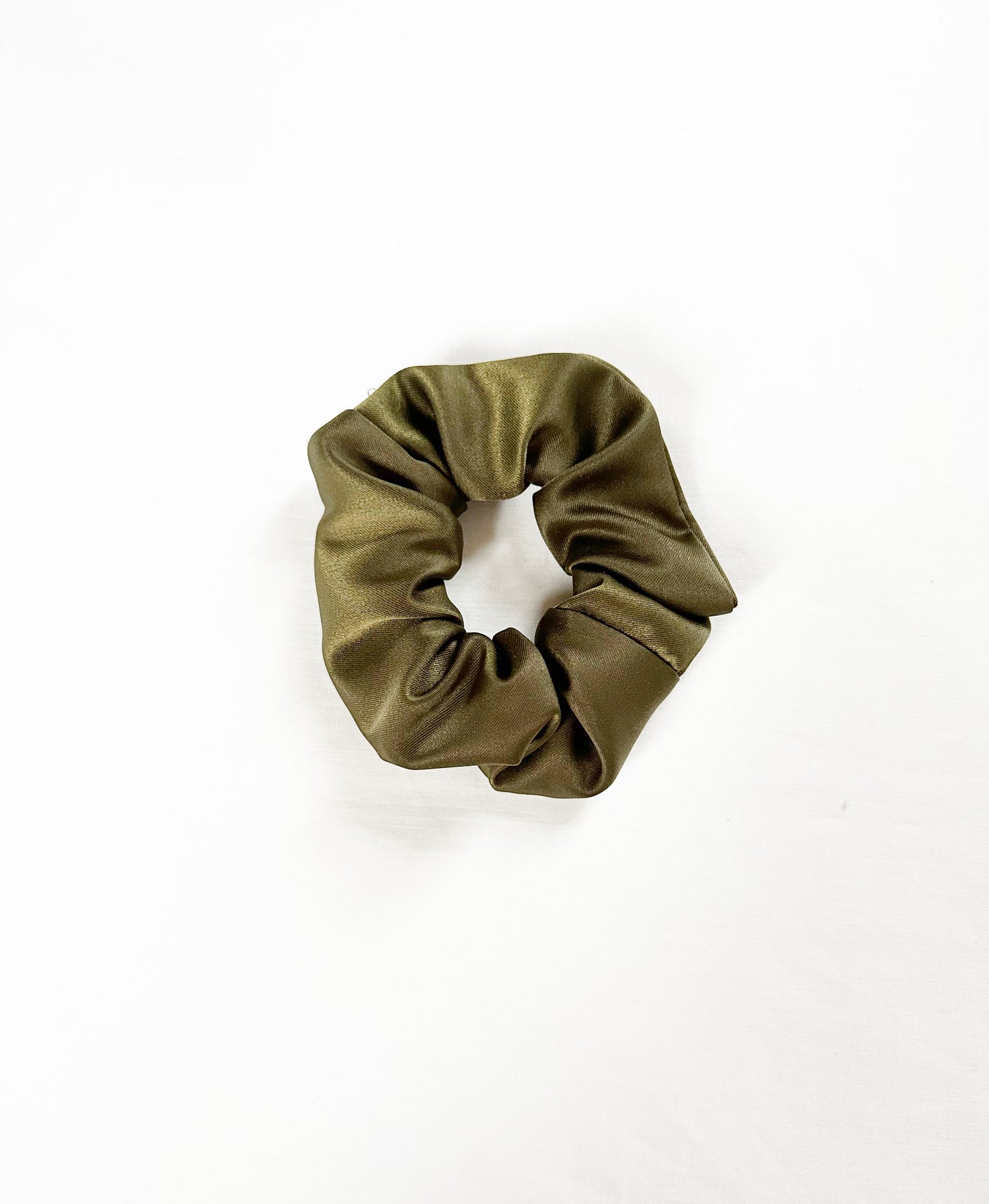 Mini Scrunchie in olive green silk
