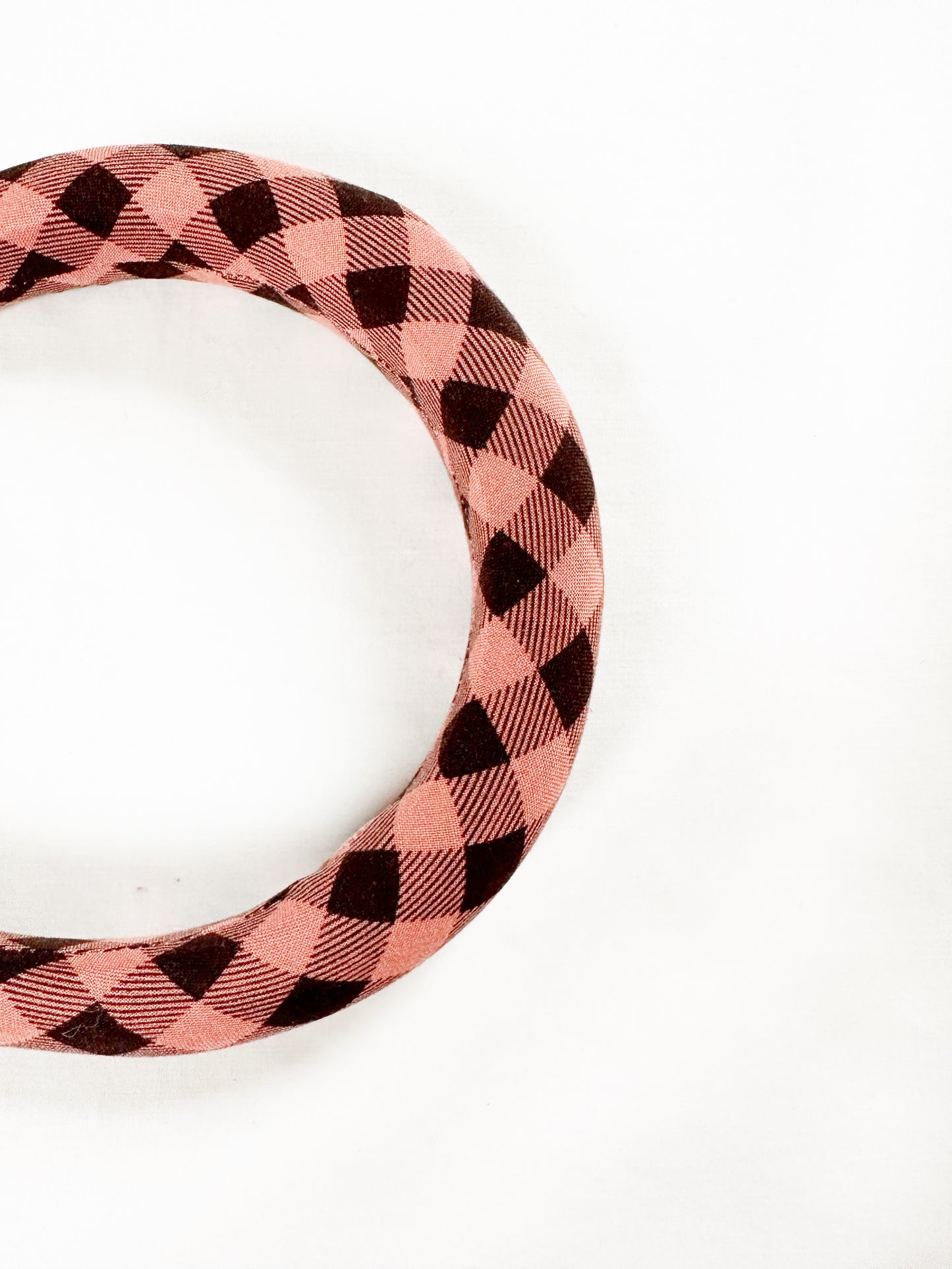 Padded Headband in pink and brown gingham