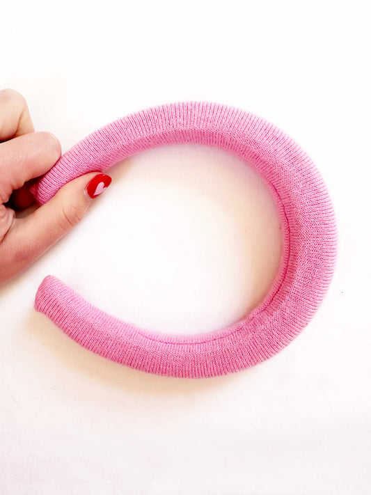 Padded Headband in Pink Wool